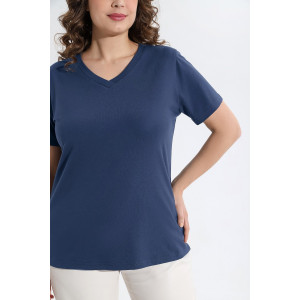 Футболка женская "Базис-5" кулирка с лайкрой (р-ры: 48-58) индиго