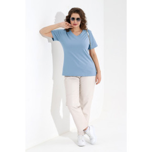 Футболка женская "Базис-5" кулирка с лайкрой (р-ры: 48-58) голубой