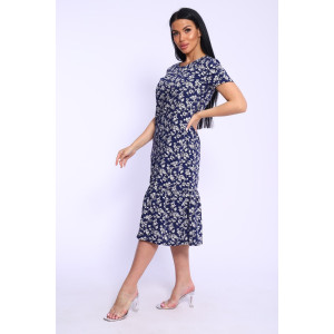 Платье женское №5745 штапель (р-ры: 44-54) цветы синие