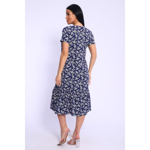 Платье женское №5745 штапель (р-ры: 44-54) цветы синие