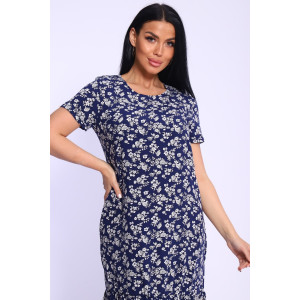 Платье женское №5745 штапель (р-ры: 44-54) цветы синие