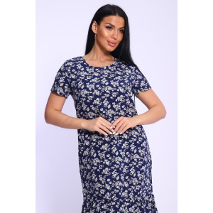 Платье женское №5745 штапель (р-ры: 44-54) цветы синие
