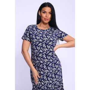 Платье женское №5745 штапель (р-ры: 44-54) цветы синие