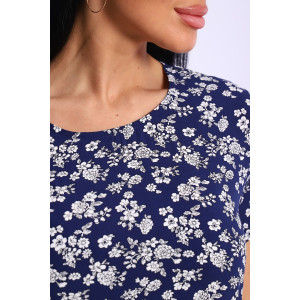 Платье женское №5745 штапель (р-ры: 44-54) цветы синие