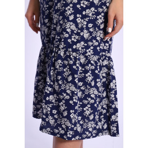 Платье женское №5745 штапель (р-ры: 44-54) цветы синие