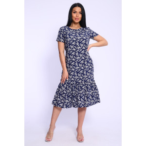 Платье женское №5745 штапель (р-ры: 44-54) цветы синие