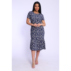 Платье женское №5745 штапель (р-ры: 44-54) цветы синие
