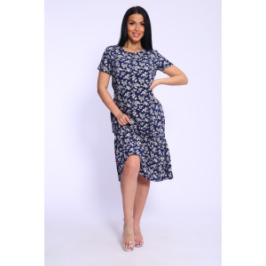 Платье женское №5745 штапель (р-ры: 44-54) цветы синие