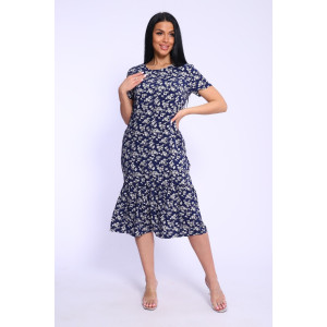 Платье женское №5745 штапель (р-ры: 44-54) цветы синие
