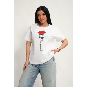 Футболка женская №85676 кулирка (р-ры: 46-56) белый