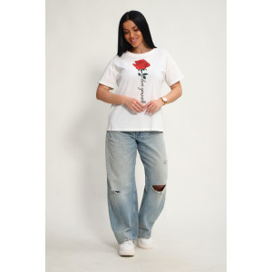 Футболка женская №85676 кулирка (р-ры: 46-56) белый