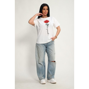 Футболка женская №85676 кулирка (р-ры: 46-56) белый