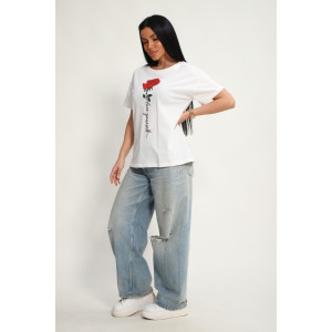 Футболка женская №85676 кулирка (р-ры: 46-56) белый