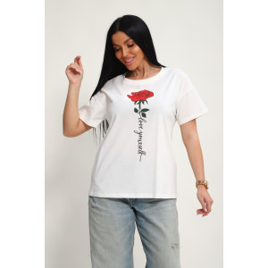 Футболка женская №85676 кулирка (р-ры: 46-56) белый