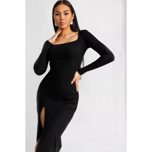 Платье женское ПЛ-138КШ/ЧЕР кашкорсе (последний размер) черный 44