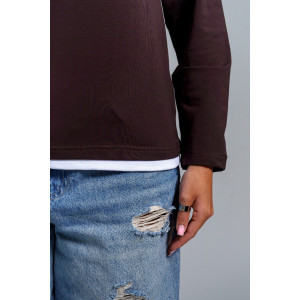 Лонгслив женский "Рига" кулирка (последний размер) шоколад 54