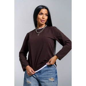 Лонгслив женский "Рига" кулирка (последний размер) шоколад 54