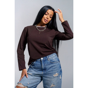 Лонгслив женский "Рига" кулирка (последний размер) шоколад 54