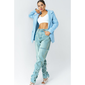 Пиджак женский КР-012ТВД/ГОЛ твид (последний размер) голубой 56