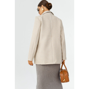 Пиджак женский КР-012ТВД/БЖБ твид (последний размер) белый-бежевый 52