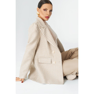 Пиджак женский КР-012ТВД/БЖБ твид (последний размер) белый-бежевый 52