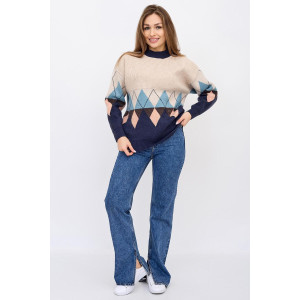 Джемпер женский "Ромбы" вязаное полотно (последний размер) 44-50