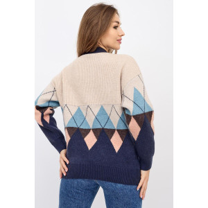 Джемпер женский "Ромбы" вязаное полотно (последний размер) 44-50