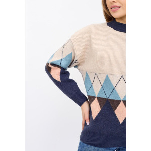 Джемпер женский "Ромбы" вязаное полотно (последний размер) 44-50