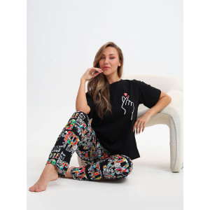 Костюм двойка женский С/15031 "Буквы" хлопок (последний размер) 48