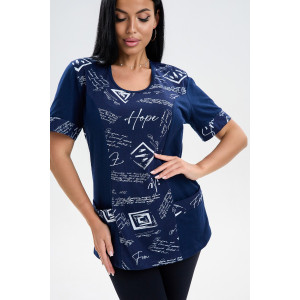 Футболка женская 0004-34 кулирка (последний размер) синий 56