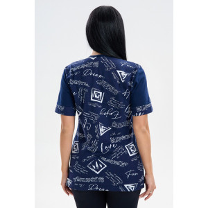 Футболка женская 0004-34 кулирка (последний размер) синий 56