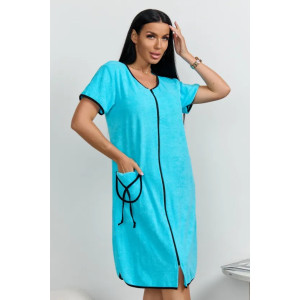 Халат женский "Элла 3" 1380-4 махра (последний размер) бирюза 50,58