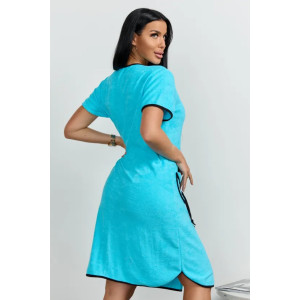 Халат женский "Элла 3" 1380-4 махра (последний размер) бирюза 50,58