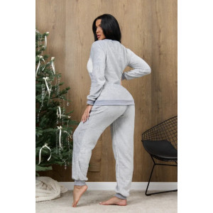 Пижама женская "Ариэль-4" 1292-5 велсофт (последний размер) серый лапки 46-48