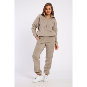 Костюм двойка женский 5338 флис (последний размер) бежево-серый 52