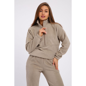 Костюм двойка женский 5338 флис (последний размер) бежево-серый 52