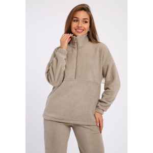 Костюм двойка женский 5338 флис (последний размер) бежево-серый 52