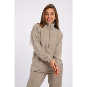 Костюм двойка женский 5338 флис (последний размер) бежево-серый 52