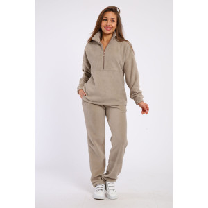 Костюм двойка женский 5338 флис (последний размер) бежево-серый 52
