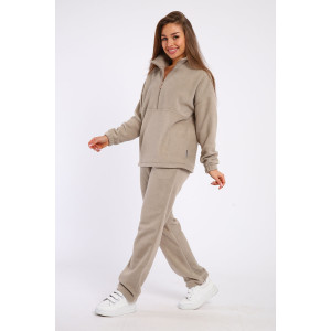 Костюм двойка женский 5338 флис (последний размер) бежево-серый 52