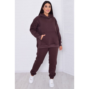 Костюм двойка женский 5321з футер 3-х нитка с начесом пенье (последний размер) шоколад 54