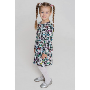 Платье детское "Сафина" 30310 кулирка (последний размер) белый+черный 116