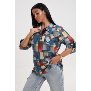 Туника женская 567 кулирка (последний размер) синий-желтый 54-56