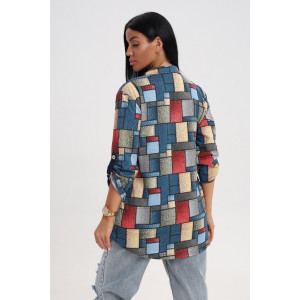 Туника женская 567 кулирка (последний размер) синий-желтый 54-56