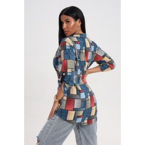 Туника женская 567 кулирка (последний размер) синий-желтый 54-56