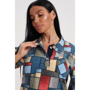 Туника женская 567 кулирка (последний размер) синий-желтый 54-56