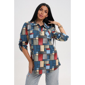 Туника женская 567 кулирка (последний размер) синий-желтый 54-56