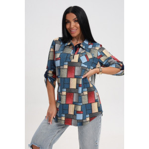 Туника женская 567 кулирка (последний размер) синий-желтый 54-56