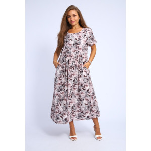 Платье женское "Агния" М456 штапель (последний размер) серый 54