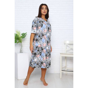 Халат женский Х-371 кулирка (последний размер) розовый-голубой 52